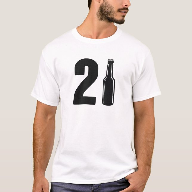 Gerade gedrehter 21 Bierflasche-21. Geburtstag T-Shirt (Vorderseite)