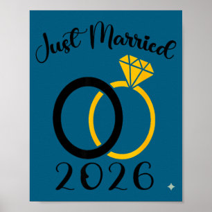 Gerade geheiratet 2026 Hochzeitsring passend Flitt Poster