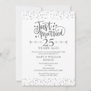 Gerade geheiratet 25. Hochzeitstag Einladung