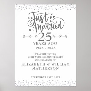Gerade geheiratet 25. Hochzeitstag Willkommensschi Poster