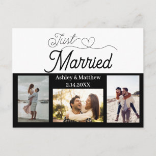 Gerade Geheiratet 3 Foto Hochzeitsankündigung Postkarte