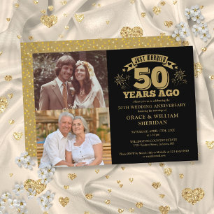 Gerade geheiratet 50. Hochzeitstag 2 Fotos Gold Sc Einladung