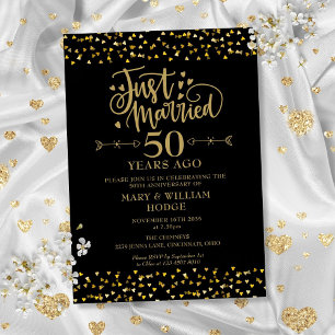 Gerade geheiratet 50. Hochzeitstag Einladung
