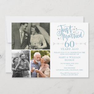 Gerade geheiratet 60. Hochzeitstag 3 Foto Einladung