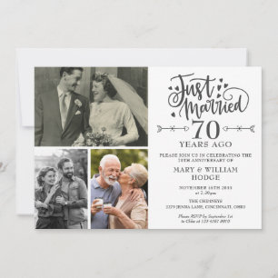 Gerade geheiratet 70. Hochzeitstag 3 Foto Einladung