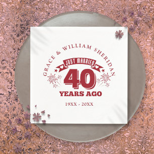 Gerade geheiratet Ruby 40. Hochzeitstag Serviette