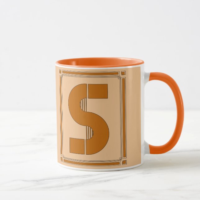 Gerade Geraden Kunst-Deko mit Monogramm, Buchstabe Tasse (Rechts)