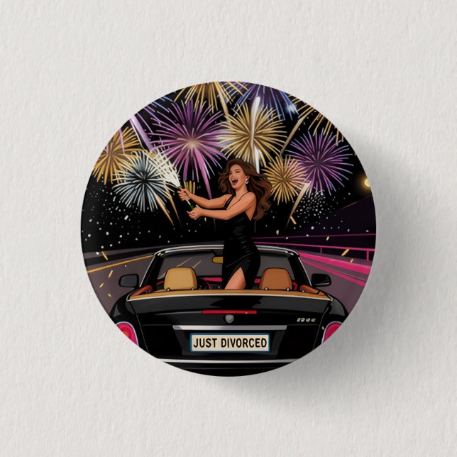 Gerade geschiedene Party-Button, Scheidungsfeier Button (Vorderseite)