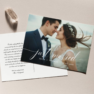 Gerade Getraut Hochzeitsanzeige gefaltet Ankündigungspostkarte