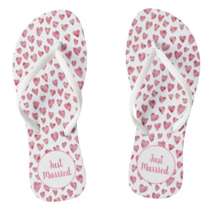 Gerade Getraut Wasserfarbe Herz Flitterwochen Flip Flops