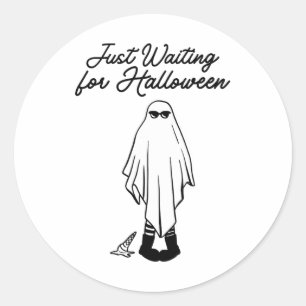 Gerade Gewartet für Halloween Spooky Ghost Summer Runder Aufkleber