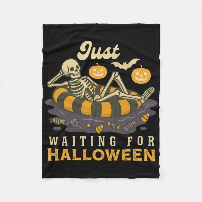 Gerade Gewartet für Halloween Spooky Skeleton Tric Fleecedecke (Vorderseite)