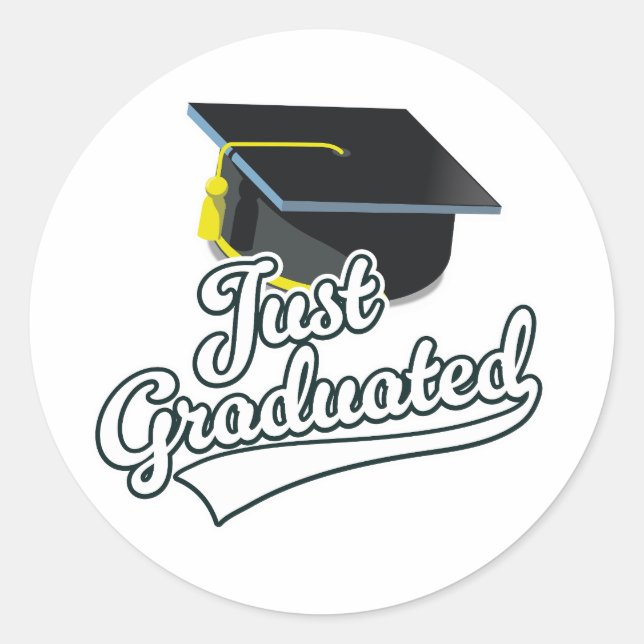 Gerade graduiert!  runder aufkleber (Vorderseite)