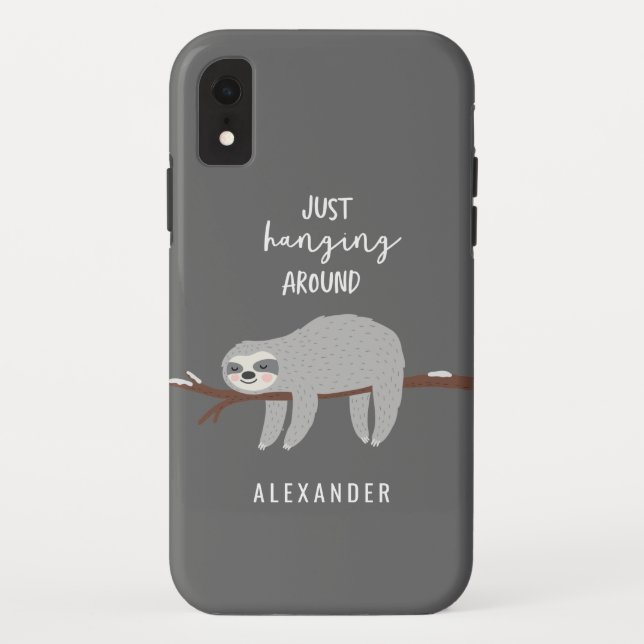 Gerade, hängend um hellen Sloth Cartoon des Spaßes Case-Mate iPhone Hülle (Rückseite)