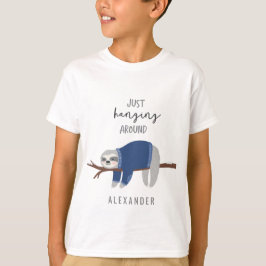 Gerade, hängend um Trägheitsblau T-Shirt