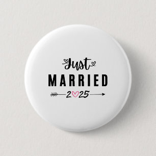 Gerade Heiratet Est 2025 Flitterwochen Hochzeitspa Button