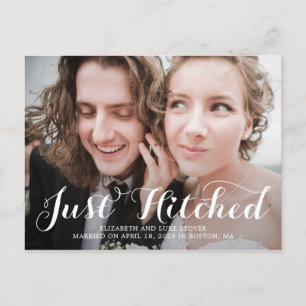 Gerade Hitched Wedding Announcement Elopement Postkarte
