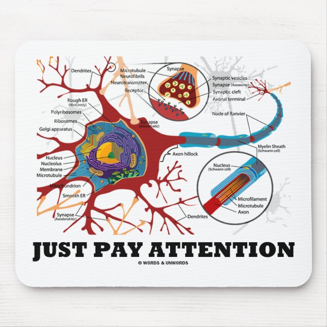 Gerade Lohn-Aufmerksamkeit (Neuron/Synapse) Mousepad (Vorne)