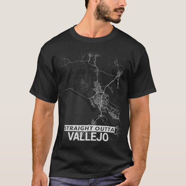 Gerade Outta Vallejo Stadtkarte (GROSSDRUCK) T-Shirt (Vorderseite)