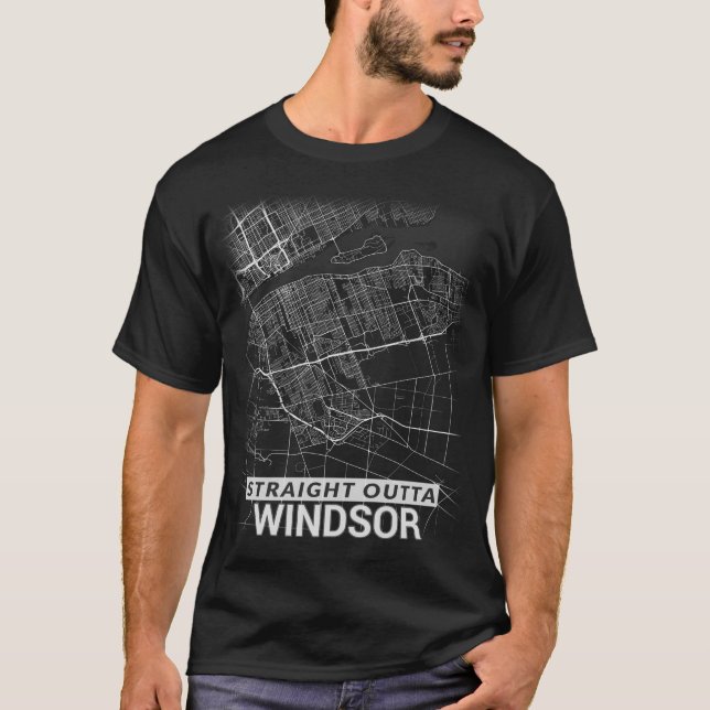 Gerade Outta Windsor Stadtkarte (GROSSDRUCK) T-Shirt (Vorderseite)