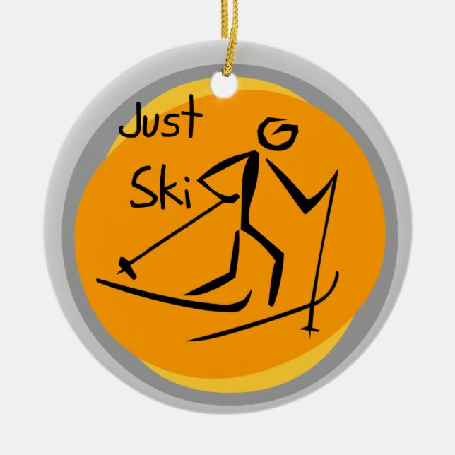 Gerade Ski-T - Shirts und Geschenke Keramik Ornament (Vorne)