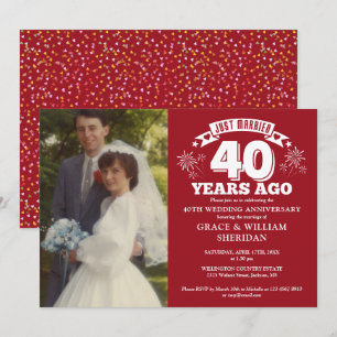 Gerade verheiratet 40. Hochzeitstag Foto Einladung