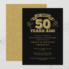 Gerade verheiratet 50. Hochzeit Jahrestag Gold Bla Einladung