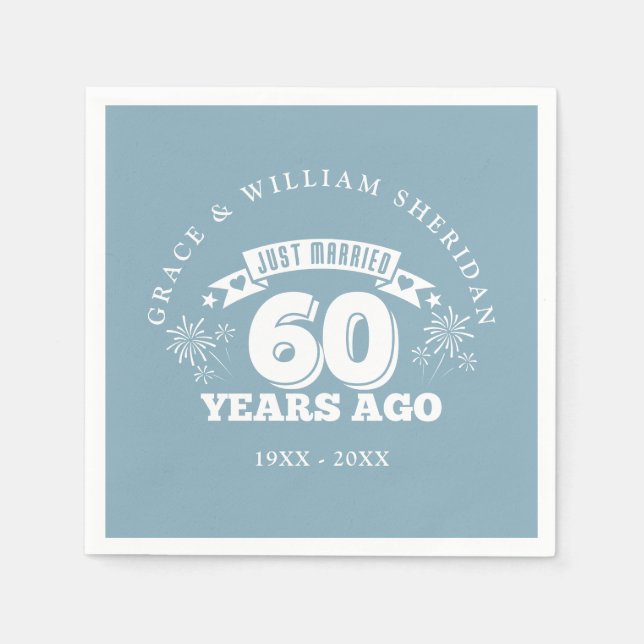 Gerade verheiratet 60. Hochzeitstag Serviette (Vorderseite)
