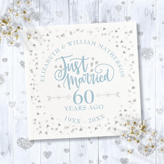 Gerade verheiratet 60. Hochzeitstag Serviette (Just Married 60th Wedding Anniversary Napkins)