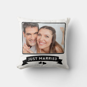 Gerade Verheiratet Benutzerdefiniertes Hochzeitsfo Kissen