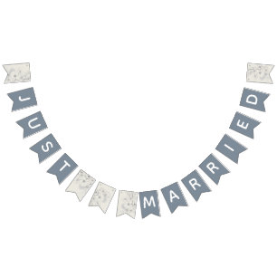 Gerade Verheiratet Dusty Blue Hochzeitsgirlande Wimpelkette