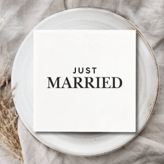 Gerade verheiratet Elegante einfache Hochzeit Serviette