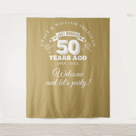 Gerade verheiratet Gold 50 Jahre Foto Hintergrund Wandteppich