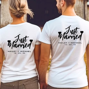 Gerade verheiratet Herz Hochzeit Frischvermählte P T-Shirt