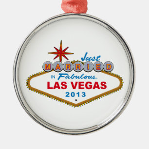 Gerade verheiratet in fabelhaftem Las Vegas 2013 Silbernes Ornament