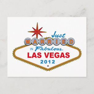 Gerade verheiratet in Fabulous Las Vegas 2012 Vega Ankündigungspostkarte