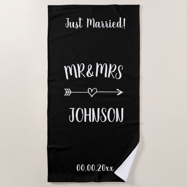 Gerade verheiratet Mr. und Mrs. Strandtuch für fri (Vorderseite)