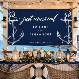 Gerade Verheiratet Nautilus-Anker-Hochzeit Banner
