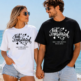 Gerade verheiratet Personalisierte Paare passende T-Shirt