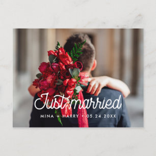 Gerade verheiratet Retro Vintage Hochzeit Foto Postkarte