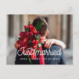 Gerade verheiratet Retro Vintage Hochzeit Foto Postkarte