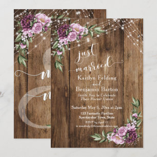 Gerade Verheiratet Rustikale Blumenlichter Nur Emp Einladung