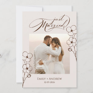 Gerade Verheiratet Sand Beige Kalligrafie Floral F Ankündigung