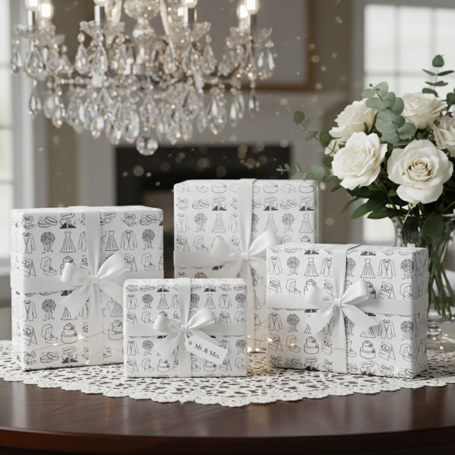 "Gerade Verheiratet" Schickes Geschenkpapier ("Just Married" Chic Wrapping Paper)