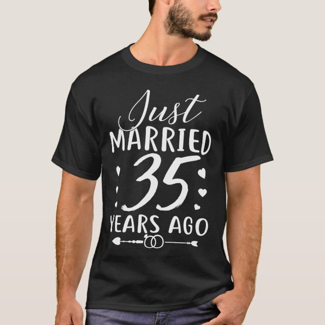 Gerade verheiratet vor 35 Jahren Matching Couple T-Shirt (Vorderseite)