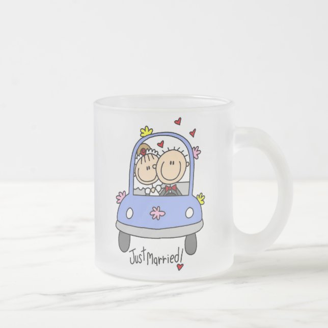 Gerade verheiratete Braut und Bräutigam-T - Shirts Mattglastasse (Rechts)