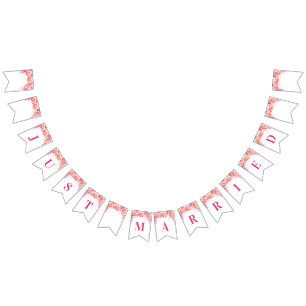 Gerade verheiratete Fahnen-Rosawatercolor-Blumen Wimpelkette