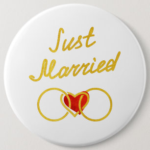 Gerade verheiratete Flitterwochen-reines Gold Button