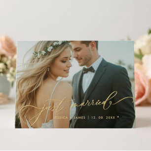 Gerade Verheiratete Hochzeitsfoto gefaltete Ankünd Ankündigung