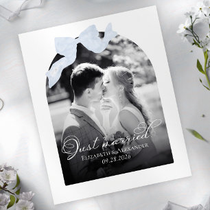 Gerade verheiratete Hochzeitskarten Blue Bow